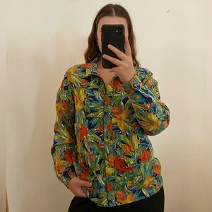 Vintage Tropical Printed Lightweight Sports Jacket/ Windbreaker